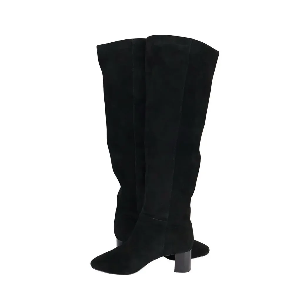 NWOB Madewell The Sylvia Over The Knee Black Suede Boot Size 6